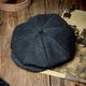 OUFANDI Bloody Gangster Wolle Oktopus Hut Männer Rasiermesser Party English Beret Retro Literarische Zeitungsjungen Hat Fashion Maler Pure Black L (59-61 cm) Verstellbar