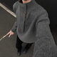 Yiran presents irregular button design turtleneck sweater for men, Korean trendy brand, handsome and lazy oversize sweater top, gray XL, recommended 140-160Jin Jin is equal to 0.5 kg