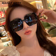 MAINLYKITTY太阳镜女2025新款开车驾驶女士墨镜遮阳大框显瘦眼镜送女友礼物 亮黑框黑灰片-礼盒装