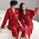浪莎（LangSha）红色结婚情侣睡袍一男一女纯棉喜庆新婚睡衣浴袍家居服高档礼盒装 9928【礼盒装】 女M+男XL