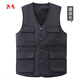 Xidong (XIDONG) Spring and Autumn Middle-aged and Elderly Men's Vest Dad Large Size Multi-Pocket V-neck Casual Horse Clip Photography Fishing Vest Khaki [Spring and Autumn Style] 195 Size [Suggested 105-130 Jin [Jin equals 0.5 kg]]