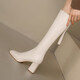 Meilue (Meilue) Frauenstiefel 2025 Herbst und Winter neue Modestiefel High Stiefel Frauen Single Stiefel Lange Stiefel Frauen High Heel Boots Lederstiefel Frauen Lange Stiefel 9926 Beige/High Heel 7cm 38