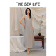 
THE SEA LIFE French large skirt dress for women 24 summer sleeveless simple round neck mid-length dress 16822 Glimmer green S