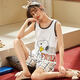 Commandant Xiong Summer Pyjamas Summer 2022 NOUVEAU COTON PURT PURS SOLEST SOLEST SOSSENDRE LA LA LIGNE DE LA TAILLE COMMISSE SÉMINE VELLEMENT SUMBRE FEMMES WJ9856 M CODE 75-90JIN [Jin est égal à 0,5 kg]