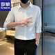 罗蒙（ROMON）七分袖衬衫男士痞帅夏季新款薄款中袖上衣衬衣冰丝条纹衬衣男装潮 白色 XL 参考130-145斤左右