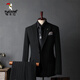 Woodpecker (TUCANO) Striped Suit Men's Full Groom's Suit British Style Groomsmen's Clothes Business Formal Wedding Suit Men's Black (Suit+Vest+Trousers) XL 52 (125-135Jin Jin equals 0.5kg)