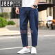 吉普（JEEP）弹力牛仔裤男九分裤直筒大码宽松加肥加大胖子肥佬潮棉夏季薄款抗 怀古蓝ZL1390-3 36 建议180-190斤