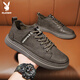 Playboy (PLAYBOY) men's shoes 2025 autumn and winter shoes men's fashion sneakers men's leather shoes trendy business casual shoes brown 41
