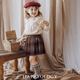 Happyology British children's plaid pleated casual skirt British style girls' skirt pleated skirt pink coffee plaid 98 (98cm)