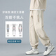 顶峰保罗（Dingfengbaoluo）日系纯棉裤子男春夏季潮牌刺绣宽松美式工装休闲长裤WH5605卡其L