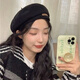 Nurse Xin beret women's autumn and winter versatile black ins octagonal hat internet celebrity Korean version Japanese and British retro painter hat trend leather woolen beret-black head circumference 54-59 adjustable