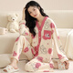 Hong Kong Lianya Pajamas Primavera y otoño Cuello de manga larga Summer Traje de algodón exterior delgada de algodón exterior -9901 M Guarantado