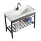 Balcón Gaocheng Fregadero Cerámico Cerámico Basina Soporte de acero inoxidable Fregadero de lavado de lavado con balcón de la tabla