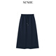 SUSHE Walden Intellectual Style Blue Polo Collar Top Elastic Straight Skirt Set Cyanyu Blue-Skirt S