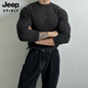 JEEP SPIRIT Henry collar long-sleeved sweater men's spring new American high-end muscular men's fitness all-match slim T-shirt brown M 100Jin Jin is equal to 0.5 kg within