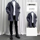 安初夏中长款夹克外套男士休闲套装春秋季痞帅气搭配修身衣服男装三件套 1591黑色外套黑毛衣套装 M