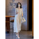 AEMAPE2025 summer new long skirt high-end exquisite texture high-end temperament beautiful loose slimming dress for women apricot color dress XL (115-125Jin [Jin equals 0.5 kg] shot)