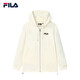 
FILA official women's jacket autumn top colorful trendy plus velvet warm cardigan hooded bear jacket milk salt white-F51W138599FIV (plus velvet) 160/80A/S