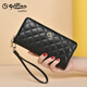Jinlilai Wallet Damen Long Leder Reißverschluss Clutch Clutch 2025 Einfache Brieftasche Trendy Clutch Clutch Geschenk für Frau Mobiltasche Schwarz [offizieller Straight Shipping. Eine falsche eine feine Sache zehn] kleine Tasche