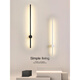 Miaopule Minimalist Long Strip LED Wall Lamp Bedroom Bedside Simple Modern Line Corridor Staircase Creative Living Room Wall Lamp Obsidian Black-100CM-Three Color Changing