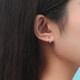 Safir birthday gift platinum earrings for women PT950 interlocking pair, small version (ear bone ring), about 1 gram