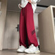 SHANNU pants men's spring and summer thin loose casual straight striped drawstring American high street sports toilet trousers 904 grey [regular] L
