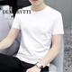 Oumeiti Light Luxury Men's Short-sleeved T-shirt Men's New Summer Slim Simple Solid Color Versatile Summer Comfortable Casual Top White XL (130-145Jin Jin equals 0.5kg)