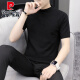 Pier Cardin 2024 Herbst Kurzärärmelte T-Shirt Herren neuer halbhöfischer Hals-Basis-Strickpullover halbärmelig mit mittlerem Hals fester Farbe Pullover Q9913 White XL