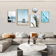 Mohu (mohu) living room decoration painting sofa background wall mural modern simple landscape landscape painting TV wall high-end new style hanging paintings seaside landscape 15935 (including wall clock) art crystal porcelain combination-black frame