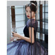Raft core art exam dress music student bel canto French high-end evening girl light luxury party host elegant performance puff sleeve black 9906 M