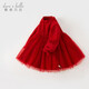 David Bella Girls' Velvet Dress 2023 Autumn and Winter Children's Red Princess Dress One-Year-Old Dress Skirt