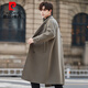 Pierre Cardin Warm Men's Double-sided Wool Coat Mid-Length Over-the-Knee Pure Wool Woolen Coat Windbreaker Thick and Loose in Winter Black L 175 (160-185Jin Jin equals 0.5kg)