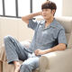Langsha (Langsha) reines Baumwollpyjama für Männer im Frühling und Sommer kurzärmelige Hose in Sommer-Size-Strickjacken für Home-Kleidung zweiteiliger Set Thin Style 691 M Trage 90-100 Jin [Jin gleich 0,5 kg]