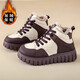 JIEMIEN Girls' Shoes Large Cotton Shoes 2025 New Spring Children's Fashion Snow Boots Medium and Large Children's Velvet Thickened Cotton Boots Girls F158 Brown (too small, choose one size larger) 35