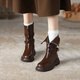 Neun-Zoll-Sonnenschein Maillard Midrohr Martin Boots Frauen Kurzstiefel 2025 Frühling und Herbst neue Frauenschuhe Western Retro Round Zehen dicke Ferse-Modestiefel mittelschwere Stiefel Frauen Brown 39