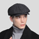 Lufeng Razor Party hat Peaky Blinders octagonal hat retro British woolen newsboy hat men's beret painter hat black and gray plaid head circumference 58-60CM