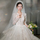 Red Makeup Wedding Bride 2025 NUEVO YARN PRINCIPAL FRANDE INDUSTRIA PESADA LACE LUXURY LUXURY Palacio estilo Palacio Ceremonia Ceremonía Hilo Color de Champán Color s