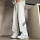 SHANNU pants men's spring and summer thin loose casual straight striped drawstring American high street sports toilet trousers 904 grey [regular] L