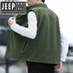 JEEP SPIRIT吉普精神抓绒背心马甲男秋冬加绒加厚保暖马夹休闲立领大码外套男 军绿 3XL