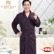 Modal mezzanine autumn and winter men's nightgown for middle-aged and elderly pure cotton thickened long winter large size warm middle-aged dad's pajamas A1049-Three-layer thickened cotton nightgown-no pills inside and outside L (160) -