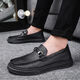 Huilijun 2025 Summer Horse-bit Hoquers Hombres versátiles zapatos casuales zapatos calzado transpirable SOMPLE SOMPLE SOTRO DE CUERO 9905 NEGRO 42