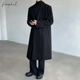 Foss Phil woolen coat men's autumn and winter trendy brand loose black high-end mid-length windbreaker jacket J251 black L
