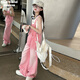 
Girls Spring Clothing Set 2025 New American Retro Children's Overalls Fashionable Autumn and Summer Girls Two-Piece Set Vest 140cm