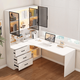 Suzhan solid wood desk and bookshelf integrated bedroom children's writing desk simple corner desk desktop office computer table solid wood ecological board cream white - bookcase on the left 120*65*170 bookcase two glass doors