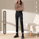 
Cotton World straight jeans for women plus velvet thickened new style spring, autumn and winter loose high waist high-slim elastic cigarette pants 13588 black plus velvet size 28 sizes (2 feet 1)