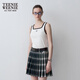 Teenie Weenie Bear Women's Summer Casual Fashion Contrast Color Wide U-neck Knitted Vest T-shirt Base Shirt White S
