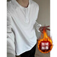 Digada American Henry Neck Waffle Waffle Sweatshirt Men's Men's Spring and Automne and Winter Plus Fleece Underpants T-shirt long à manches longues décontractées