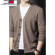 
Tommy Hee Kelly 100% Wool Knit Cardigan Men's Fall Middle-aged Father High-end Fashion Casual Sweater Jacket Autumn Clothes Black 165