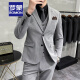 罗蒙（ROMON）轻熟风休闲大码西服套装男韩版修身两粒扣三件套通勤商务小西装潮 中灰色【西装+马甲+西裤】 2XL (建议135-145斤内)