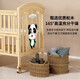 Ullop Yolebebo Crib Massivholz lackfrei mobiles Spleißbett Multifunktionaler Cradle Shaker Baby Windel Tisch Neugeborenes BB-Bett-Bett Fünf-Stück-Set + Windel Tisch + Moskitonetz + Brown Pad